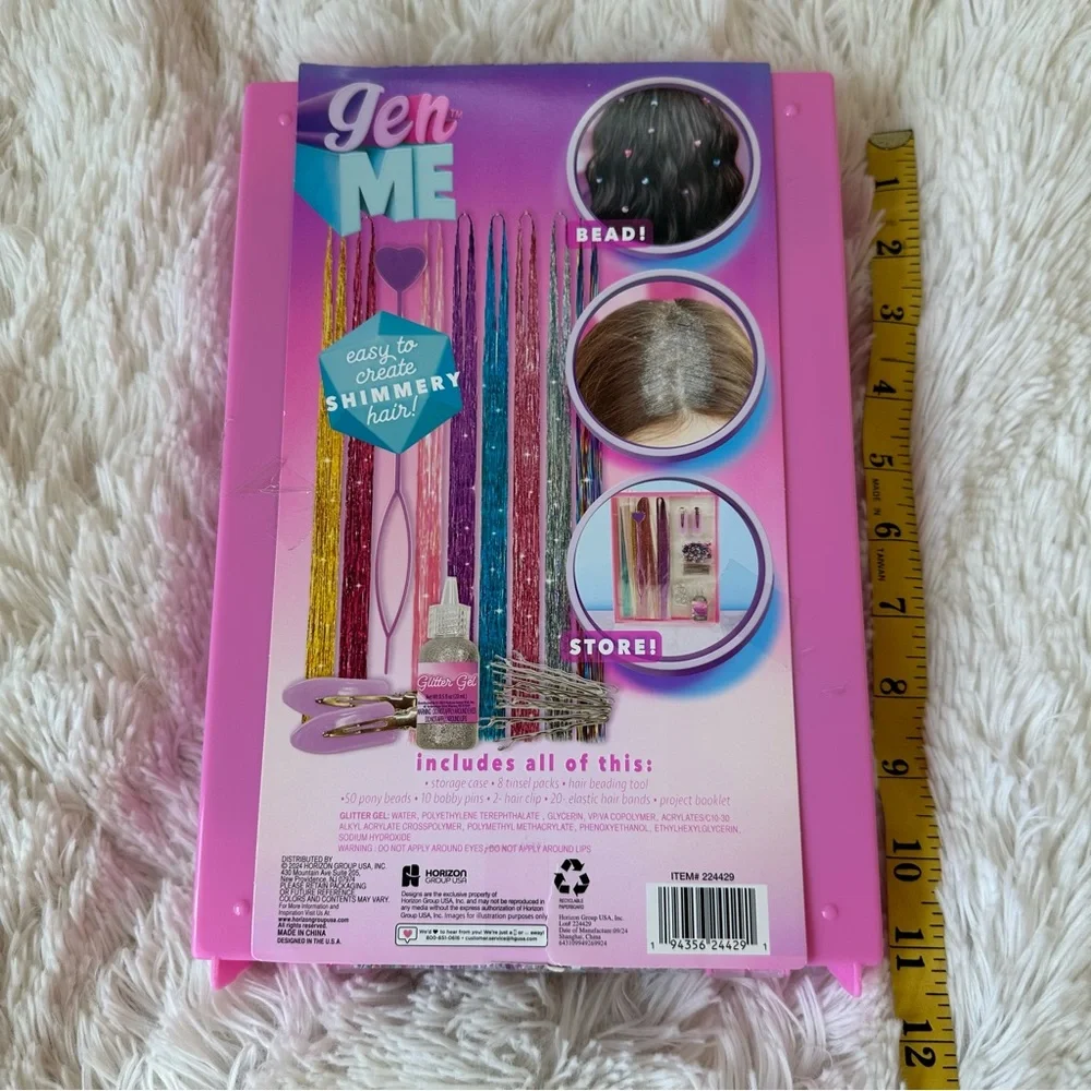 GEN ME Hair Tinsel Studio Kit Sparkly Extensions Beads Glitter Girls NWT